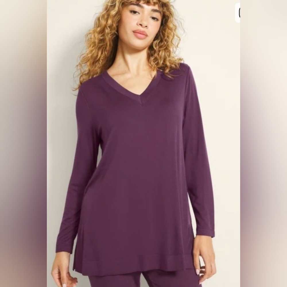 Soma Cool Nights Blackberry Wine LS Tunic XL Nwt